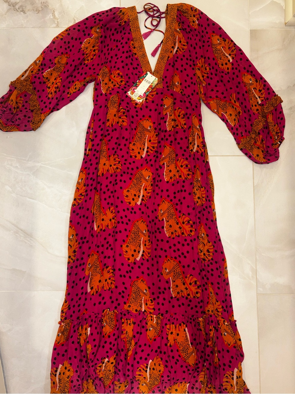 Farm Rio Maxi Dress, Small petite. NWT